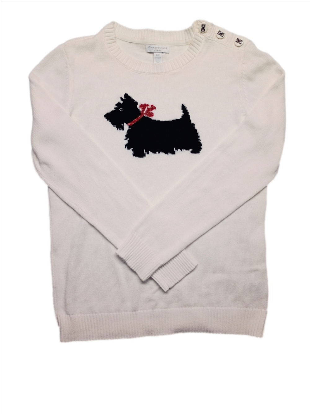 Charter Club Cream Sweater with Scottie Dog Motif
